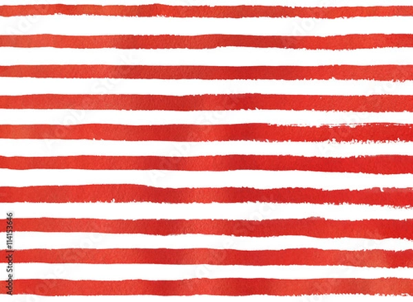 Obraz Watercolor red stripe grunge pattern.