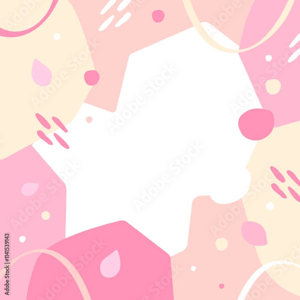 Fototapeta 明るくポップな春色のデザイン。北欧風の幾何学模様が映えるピンクの背景素材。