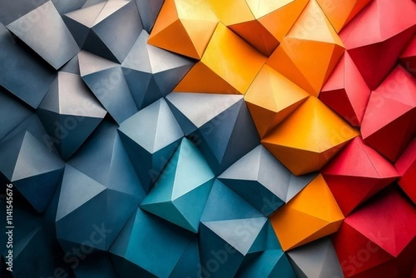 Obraz Abstract polygon clusters arranged into balanced geometric designs. Generative AI