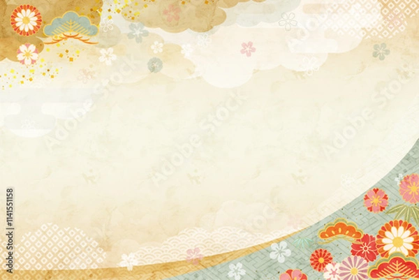 Obraz 和風の背景素材 正月背景 和柄背景