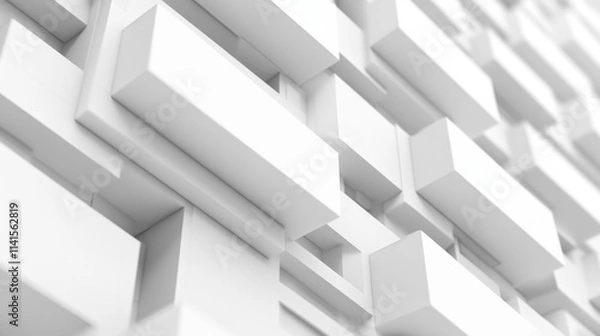 Fototapeta Abstract White Geometric Pattern with Rectangles and 3D Effect