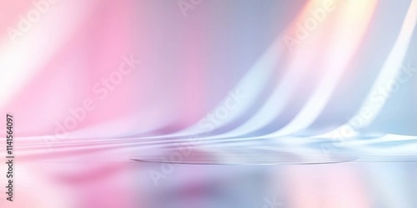 Fototapeta Simple Light Gray Gradient Background with Floating Fabric Glowing Softly in Pastel Hues for Elegant Design and Modern Aesthetic
