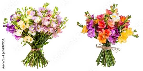 Fototapeta Freesia flowers bouquet. Generative AI.