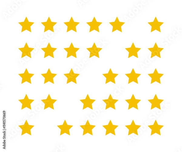 Fototapeta 1 to 5 star rating in gold color isolated. Stars in modern simple flat style vector