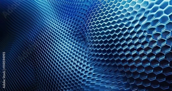 Fototapeta Abstract blue hexagonal pattern with a three-dimensional effect.