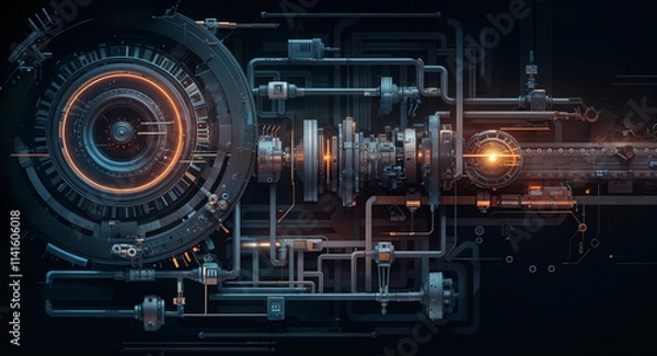 Obraz abstract technological background with machinery in production . Generative AI