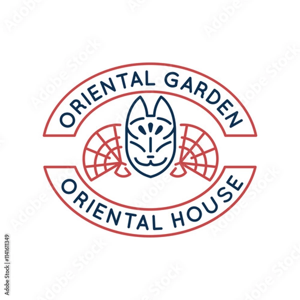 Fototapeta Simple Logo with Oriental garden restaurant icon. Simple logo with oriental garden restaurant icon for social media, app, and web design. Vector illustration