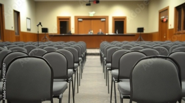 Fototapeta Rows of Empty Chairs in a Modern Auditorium