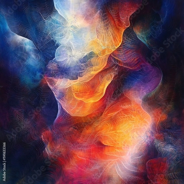 Fototapeta Mesmerizing Cosmic Inferno   Fiery Swirling Abstract Composition of Radiant Light and Fluid Plasma