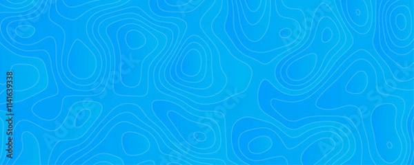 Fototapeta Abstract Black white and sky blue vector topographic map background. Lines Topographic contour lines vector map seamless pattern. thin curved wavy lines topology on a blue color background.