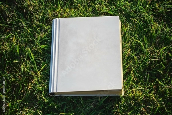 Fototapeta Mockup Book on Green Grass Background for Eco-Friendly and Elegant Branding