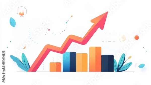 Fototapeta a graphic of a growing graph with a plant growing out of it
