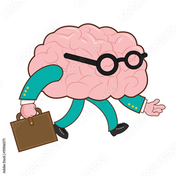 Obraz human brain with briefcase icon