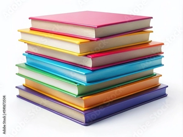 Fototapeta Stacked Textbooks Mockup - White Background Design Template