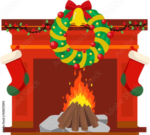 Obraz Red Brick Classic Fireplace