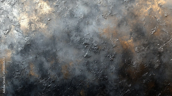 Obraz Dark silver abstract watercolor background with grunge texture conveys mystery, chaos, and depth. The interplay of shadows and metallic tones symbolizes transformation, resilience, and the unknown