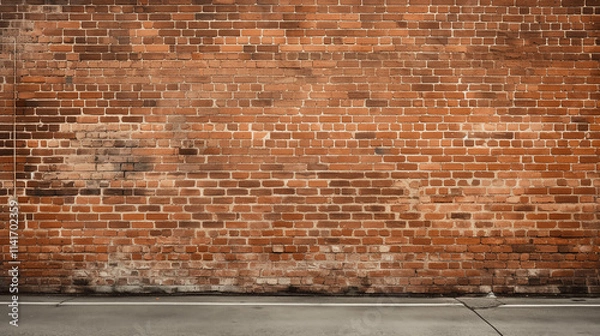 Fototapeta Old red brick wall background with weathered texture