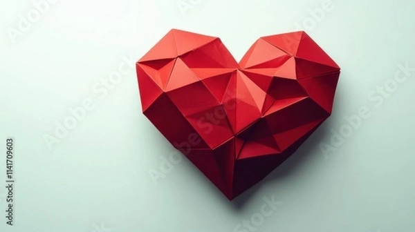 Fototapeta a red origami heart on a white surface