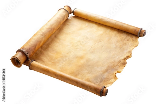 Obraz Ancient Rolled Parchment Scroll Isolated on Transparent Background