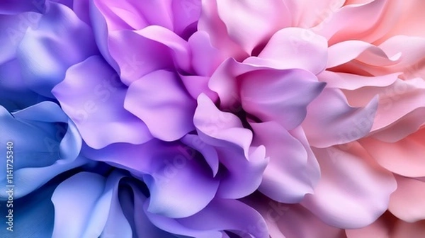 Fototapeta Abstract floral design with soft, ombre petals in shades of pink, purple, and blue.