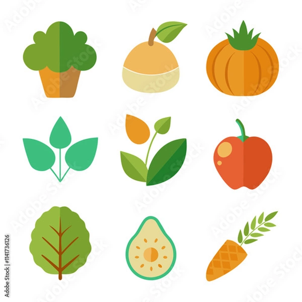 Fototapeta Natural food elements collections for business branding in white background