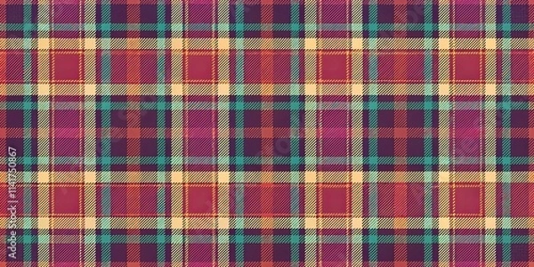 Fototapeta Vibrant Plaid Pattern in Autumnal Hues, Ideal for Textile Designs and Backgrounds