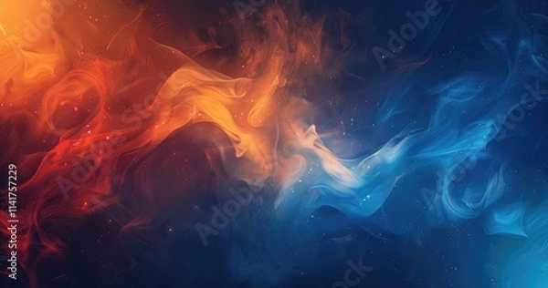 Fototapeta Abstract swirling colors of blue and orange create a dynamic visual effect.