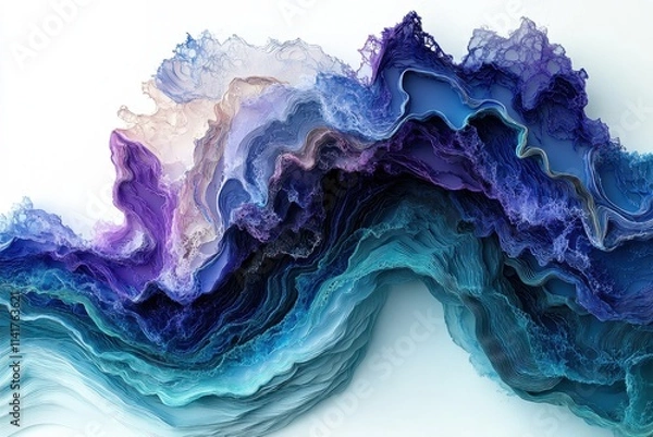 Fototapeta A Vibrant Wave in Blue and Purple Representing Modern Art Styles and Aesthetics