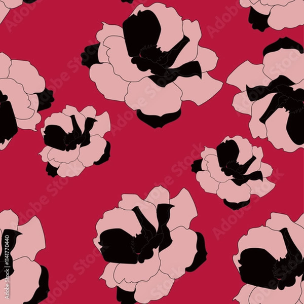 Obraz Beautiful pattern with flowers and leaf.Floral vector illustration.  