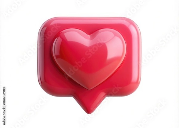 Fototapeta 3D Chat Balloon Heart Notification - Social Media