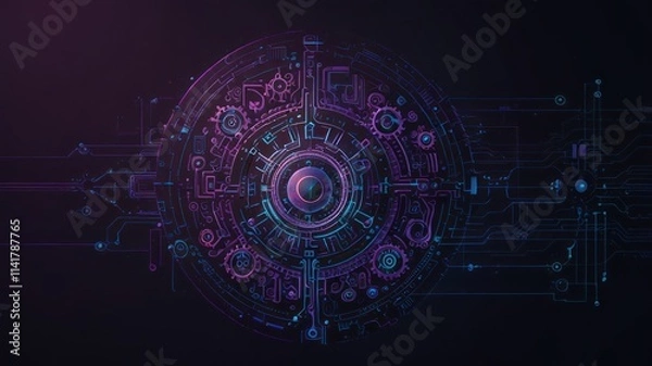 Obraz Abstract Technological Circular Design with Circuitry