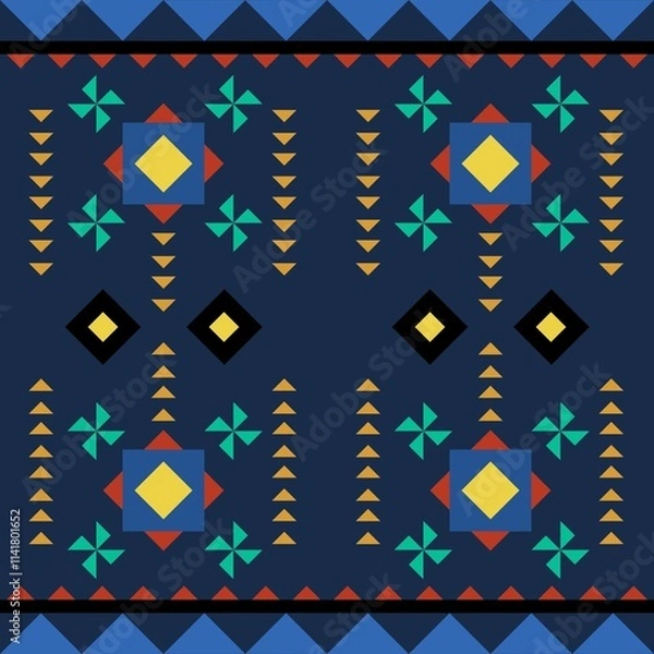 Fototapeta native pattern native pattern Designed for native style geometric shape background fabric carpet ikat tribal batik vector illustration pattern