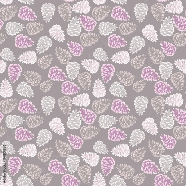 Fototapeta new year Christmas winter cone seamless  texture or background in rose mocha moose colors