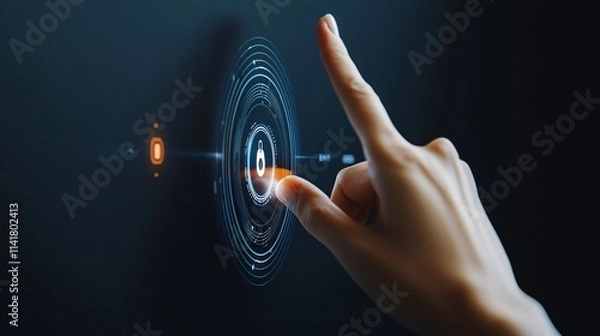 Fototapeta A futuristic concept of a digital record database being accessed on a virtual screen