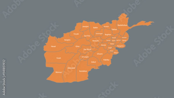 Fototapeta Modern Map of Afghanistan with Interactive Features, Flat design Afghanistan outline map.