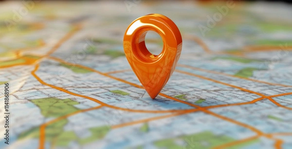 Fototapeta map with  location pin