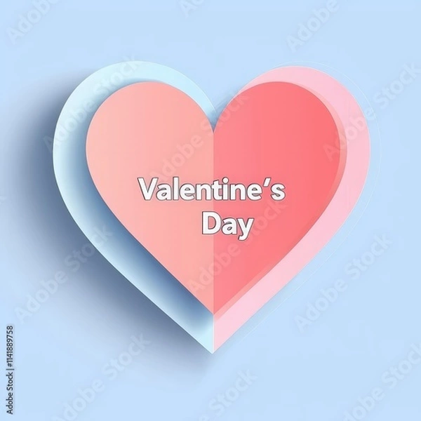 Fototapeta Label with soft pastel gradient featuring glowing "Valentine Day" text