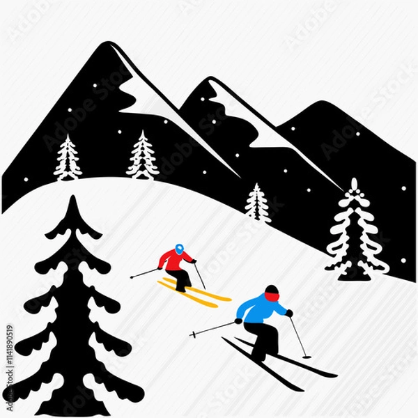 Obraz skiing concept vector illustration