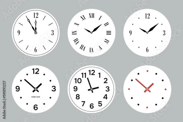 Obraz modern and vintage clock faces vector set