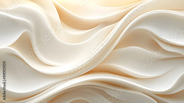 Fototapeta Elegant white and cream abstract waves create soothing visual flow