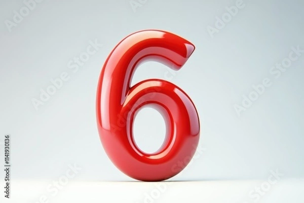 Fototapeta a bold red number 6 in 3D