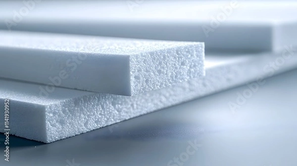 Obraz Home insulation plays a crucial role in energy efficiency, featuring layered foam boards that showcase a clean, bright texture, inviting warmth and safety.