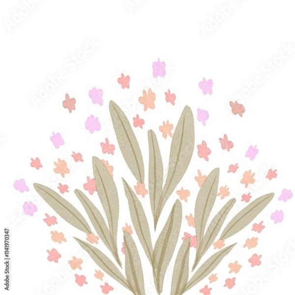 Fototapeta watercolour flower with circle o frame for printing, texture, fabric, invatation, wedding, coverlatter, cover wadding, wedding invitation