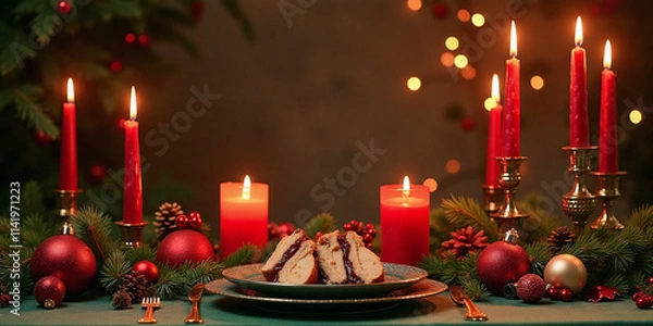 Obraz christmas table setting