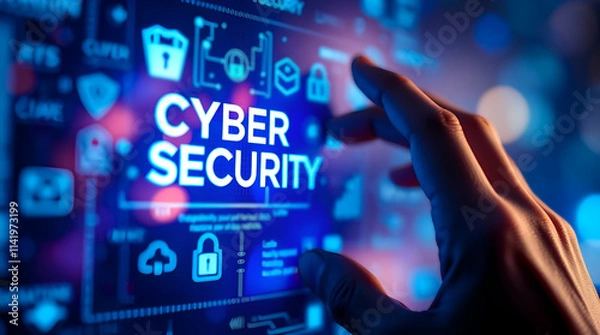Fototapeta Cyber Security, Business Hand using Cyber Technologies, User privacy security and Encryption