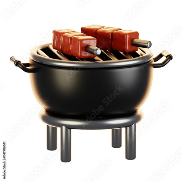Fototapeta 3d rendering new year icon concept. 3d render bbq grill icon