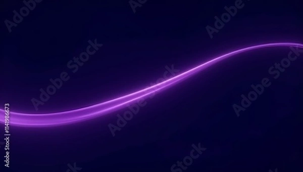 Fototapeta abstract Dynamic digital high speed blue light  purple ribbon curve coming from left dark background technology