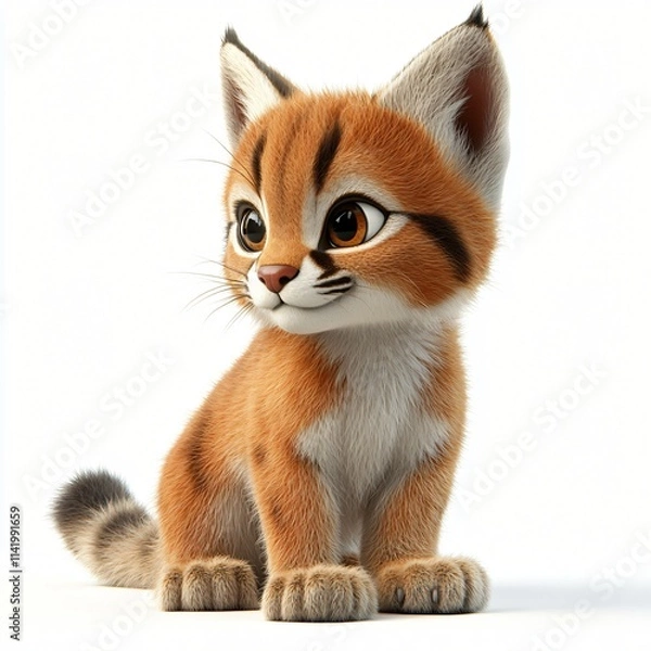Obraz Cute Caracal Kitten 3D Render Wildlife Adorable