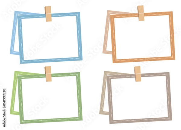 Fototapeta 2枚のメッセージボードを、クリップでとめた、お洒落なセット。