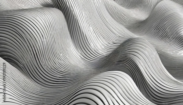 Fototapeta Minimalist Abstract Silver Patterns: Smooth Wave Design